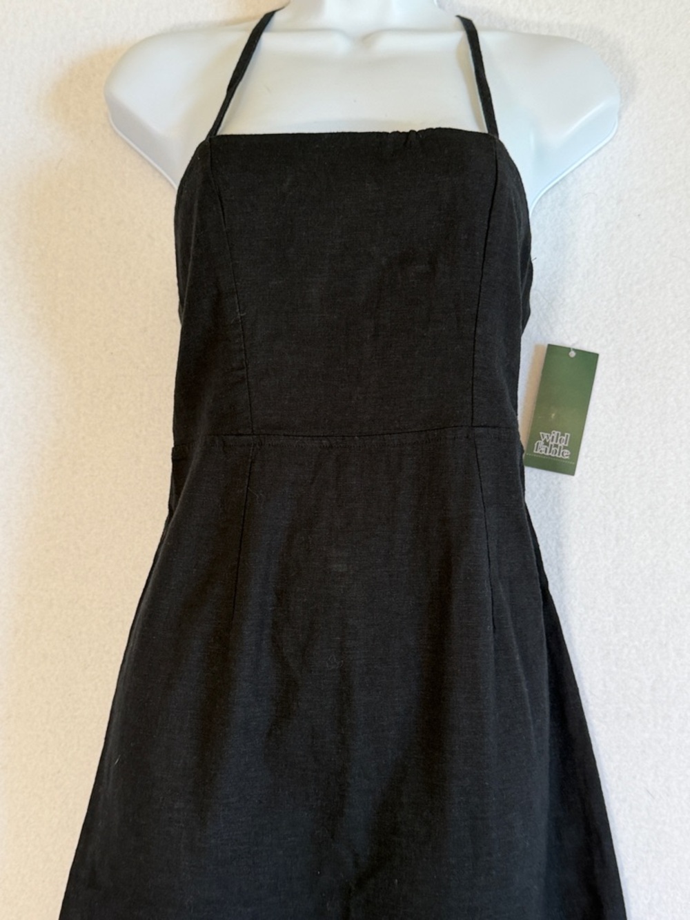 NWT wild fable Black Strapless Linen Blend Midi Sundress - Picture 2 of 9